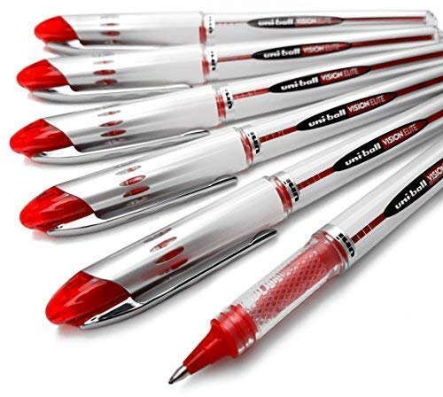 Uni-Ball Vision Elite - UB-200 - Liquid Ink Rollerball Pen - Pack of 6 (Red)