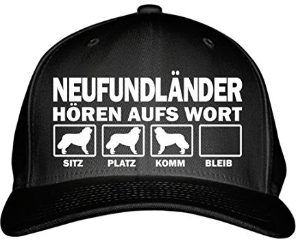 siviwonder Cap NEUFUNDLÄNDER Newfoundland Kanada HÖREN aufs Wort Baumwoll Verstellbare 5 Panel Kappe Basecap Baseball Einheitsgröße Metallverschluss Hund Hundemotiv schwarz