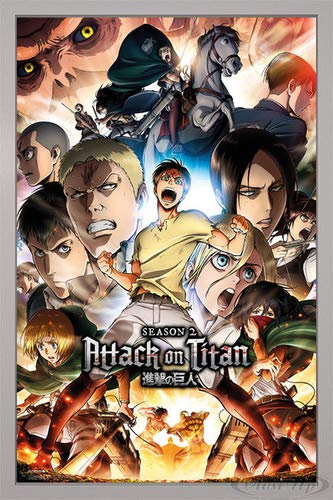 Close Up Attack On Titan Poster Season 2 Key Art (66x96,5 cm) gerahmt in: Rahmen Silber
