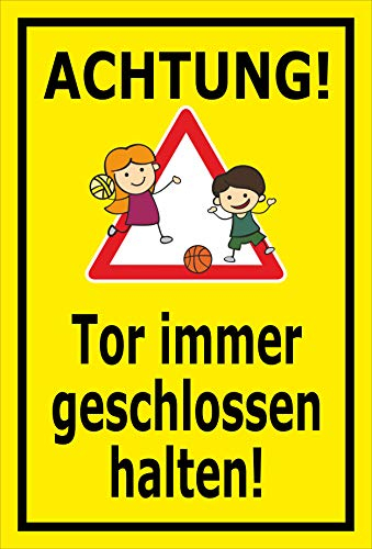 Melis-Folienwerkstatt Schild - Tor geschlossen - 30x20cm | Bohrlöcher | 3mm Aluverbund – S00042-009-C - 20 Varianten