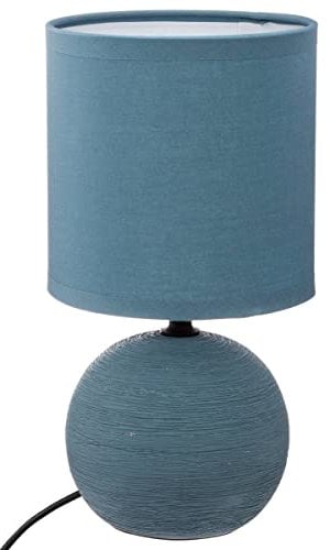 Atmosphera - Lampe Timeo bleue striée - céramique H25 cm