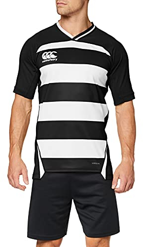 Canterbury of New Zealand Herren Vapodri Evader Hooped Rugby-Trikot, Schwarz/Weiß, M