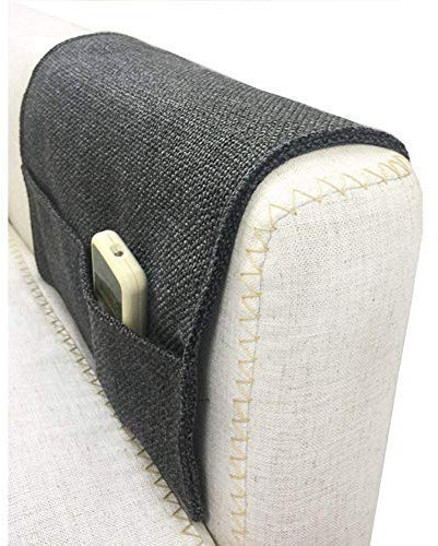 JINTN Linen Sofa Armrest Organiser - Armrest Caddy Pocket Organizer for Recliners, Sofas, Couch & Arm Chairs - TV Remote Control & Cell Phone Holder