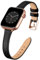 SUNFWR Compatible avec Le Bracelet Apple Watch 45mm 44mm 42mm,Fin Cuir Véritable Femme Bracelet Remplacement,pour iwatch Series 7/6/5/4/3/2/1,SE(42mm 44mm 45mm,Noir&Or Rose)