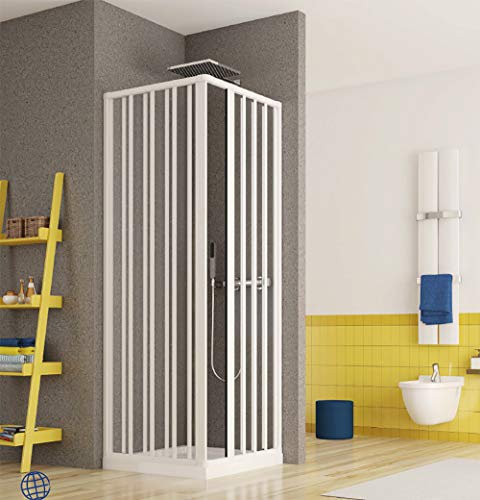Cabine de douche d'angle, 90 x 90 cm (réductible de 70 à 90 cm), cabine à soufflet