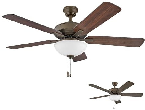 Hinkley Metro 52 LED Indoor Dual Mount Ceiling Fan with Light - Traditional Style, Reversible Wooden Fan Blades - Metallic Matte Bronze & Walnut - Remote Sold Separately