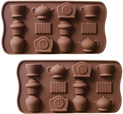 Golddunes 1pc Teapot Clock Cupcake Silicone Mould ice, Yoghurt, Candy, Sweet, Jelly, Wax, Chocolate