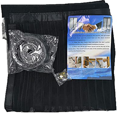 MAODOU 160 x 290 cm (62 x 114 pollici) Zanzariera magnetica per porta, zanzariere per porta del balcone, del soggiorno, della terrazza, colore nero