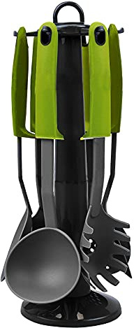 Xample® 7pc Kitchen Utensils with Stand Nylon Cooking Non Stick Set Spoon Turner Gadget