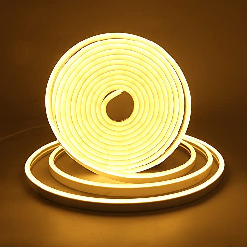 XUNATA USB Neon LED Strip Mit Schalter, 5V 2835 120LEDs/m Schlauch Diffusion Wasserdicht Flex LED Lichtband Streifen (Warmweiß, 5M)