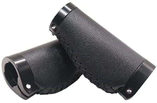 BBxunsless Kurze Fahrradgriffe, rutschfest, PVC-Mikrofaser, Leder, ergonomisch, handgenäht, lässiger Retro-Lenker, Doppelverriegelung, für Mountainbike, MTB, BMX, Klapprad, 22,2 x 95 mm (Schwarz-B)