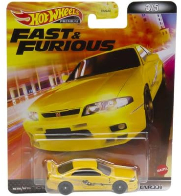 Hot Wheels Retro Entertainment Collection Nissan Skyline GTR R33 Yellow - 1/64 Scale Length 8cm HCP26