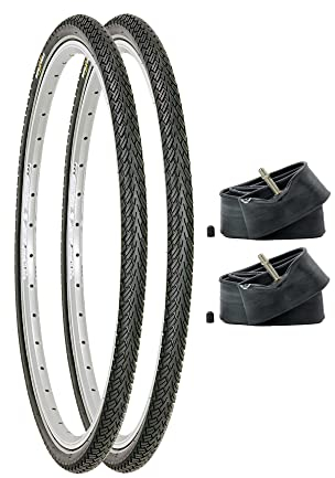 BERGMEILE | 2X 28 Zoll Fahrradreifen mit AV Schläuchen | 700 x 35C (37-622) | 28 x 1 3/8 x 1 5/8 Reifen | Mit Reflexstreifen und Pannenschutz | Ohne Felgen