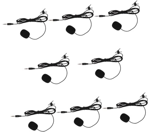 WHAMVOX 8 Stück PVC Ansteckmikrofon mit Clip, Verstellbarer Lautstärke | Podcasting, Laptop und Kragen, Hohe Aufnahmesensibilität, Frequenzbereich 30hz bis 15khz