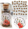 Schokoladenseite 40 Stk Glasflaschen Mohn 190101, kleine Fläschchen mit Korken und Aufkleber für Blumensamen, Gastgeschenk für Hochzeit, Taufe, Geburtstag