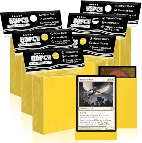 Gelbe Kartenhüllen für MTG, 300ct Perfekte Passform Standard Matte Kartenhüllen für Trading Card Sportkarte Baseballkarte TCG Magic Commander, Robuste und schön mischbare strukturierte weiche Hüllen