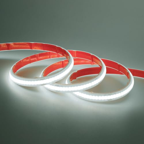 Wisada 24V COB LED Streifen, 10M 320LEDs/m Superhell Flexibler LED Lichtband CRI≥85 Kaltweiß COB LED Band, Wasserdichte IP68 LED Lichterketten mit Netzteil für Aquarium und Schrankbeleuchtung