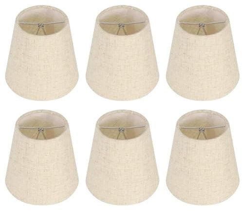 Kleine Lampenschirme 6 Stück, Lampenschirm aus Leinenstoff, Lampenschirm aus Stoff, Wandlampenabdeckungen, Ersatz Für Tischlampe, Einfache Installation, Lampenschirm Für E14-Glühbirne, Beige