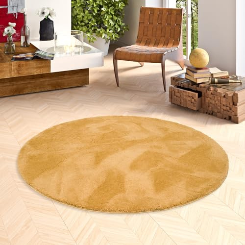 Pergamon Luxus Super Soft Hochflor Langflor Shaggy Teppich Rund Einfarbig Wohnzimmer Schlafzimmer Kinderzimmer
