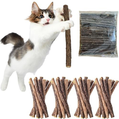 KLLJ Bastoncini di Erba Gatta,40 pezzi,Matatabi Silvervine per Gatti,Bastoncini da Masticare per Gatto,Erba Gatta Secca Per Gatti Pronta,Bastoncini Da Masticare,Silvervine Pulizia Denti Per Gatti