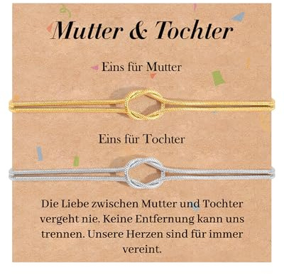 YELUWA 2PCS Mutter Tochter/Sohn Geschenke Armband, Schulanfang Geschenke | Armbänder für Mutter Tochter/Sohn Geschenke für Mutter Tochter/Sohn Muttertag Geburtstag Weihnachten Abschluss Schulanfang