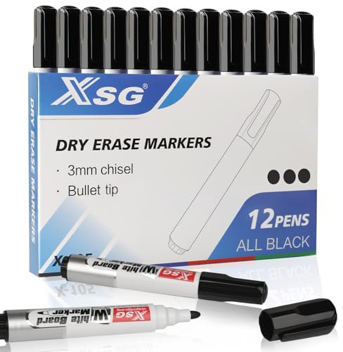 ABEIER Whiteboard-Stifte, trocken abwischbare Marker, Heimbüro, Schulbedarf, Rundspitze, geruchsarm, trocken abwischbar, 12 Stück
