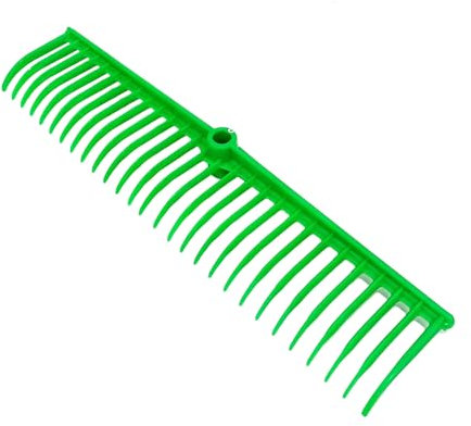 NG NICCOLAI RASTRELLI IN POLIPROPILENE PP CURVI O DRITTI VARIE DENTATURE CON O SENZA MANICO IN LEGNO (H.150 CM) MADE IN ITALY (VERDE CURVO 28 DENTI (CM.55) SENZA MANICO)