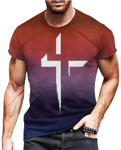 Luckywaqng Kurzärmliges T-Shirt mit Ostermotiv für Herren Spaghetti Tops Schwarz (Red, XXL)