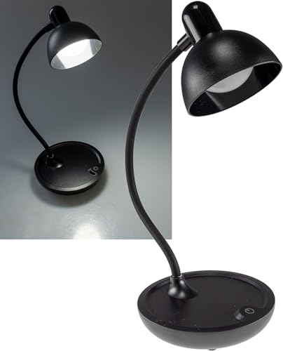 Lampe de table 3x pile AA 25cm col de cygne dimmable lampe de lecture LED blanc chaud 3000k noir