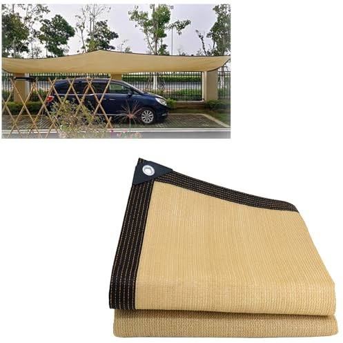 Schattiernetz Mit Ösen Beige Schattentuch 70% Beschattungsgrad - 4x5m 6x7m 7x8m 8x10m Uv BestäNdiges Sonnensegel Für Pergola Gewächshaus Hühnerstall Gärten Carport(Größe:4x11m/13x36ft)