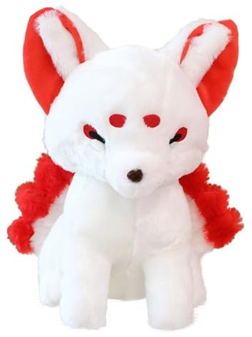 TOPLITHE Neunschwänziger Fuchs Kuscheltier, Süße Plüschtier Realistisches Süßes Kyuubi Kitsune Spielzeug for Kinder Freunde Geburtstagsgeschenke(Red)
