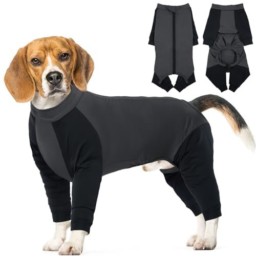 Hjyokuso Hundeoverall Mit Beinen, Hundeschlafanzüge, Hundepyjama Für Große Hunde, Hunde Schlafanzug Mit Reißverschluss, Body Hund Nach Op Für Golden Retriever Labrador Retriever, Rottweiler,Dobermann