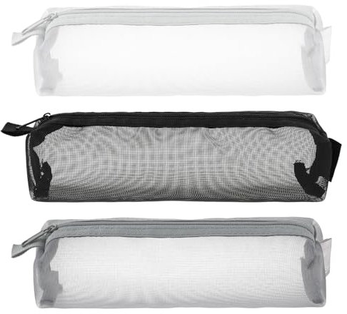 3 Stück Federmäppchen Klein, Schlamppermäppchen Transparente Federmäppchen Mesh Reißverschluss Mäppchen Mäppchen Klein Clear Exam Pencil Pouch für Schule Bürobedarf Kosmetik Aufbewahrungsbeutel