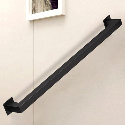 Renmlion Modern Black Metal Handrail - 1m to 6m (3ft to 19.7ft) Wrought Iron Staircase Banister Safety Hand Rails Wall Mounted Indoor Outdoor Hand Railing