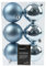 Weihnachtskugeln Kunststoff 8cm 6 Stück - klassisch & bruchsicher - Christbaumkugeln Weihnachtsbaumkugeln für Weihnachten - Christbaumschmuck & Weihnachtsbaumschmuck - Eisblau