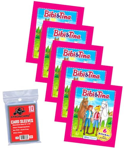 Bundle mit Blue Ocean Bibi & Tina Sticker Serie 2 - Pferdesticker Sammelsticker (2024) - Exklusive STRONCARD Hüllen - 5 Tüten