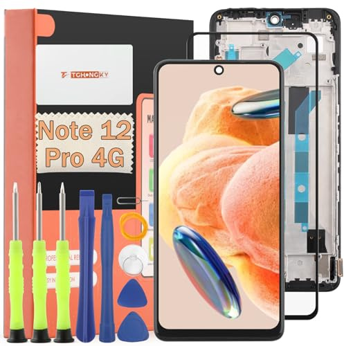 TGHongKy Pantalla Táctil LCD para Xiaomi Redmi Note 12 Pro 4G Pantalla Reemplazo para Redmi Note 12 Pro 4G Pantalla Táctil Digitalizador Asamblea con Herramientas de Reparación - [Negro con Marco]