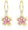 FDEETY Exquisite Ohrringe Gold mit Swarovski Kristallen Elegante Blumen-Design Creolen für Damen Perfekt für Festivals und besondere Anlässe(Rosa)