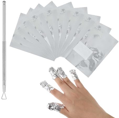 Giantree 100 Pcs Foil Nail Wraps, Nail Remover Foil Wraps Nail Polish Remover Nail Foil Wraps with Pre-attached Lint Free Pad Gel Polish Remover with Cuticle Scraper for Soak off Gel Polish Removing