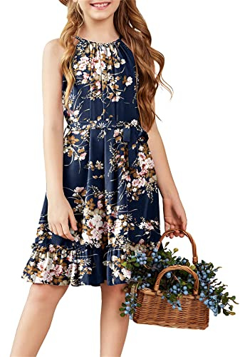 Arshiner Girls Dress Kids Off-Shoulder Summer Ruffle Hem Festive Dresses