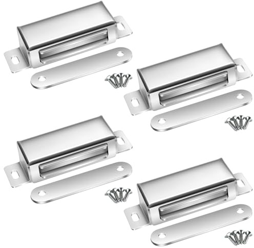Selyse Lot de 4 aimants de porte magnétiques pour portes d'armoire, 30 kg, fermoirs magnétiques puissants en acier inoxydable, ferme-porte, aimants pour meubles et portes de balcon