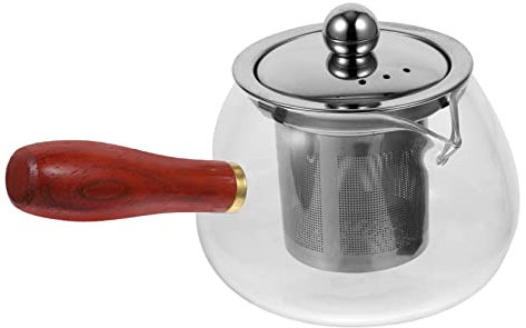 Ciieeo Tetera Infusor De Inoxidable Resistente Al Calor Capacidad Pequeña Para Infusiones Hogar y Oficina Con Diseño Clásico y Asa De Madera
