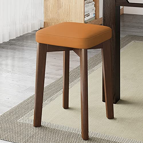 Juego de 2 taburetes de bar apilables modernos con cojín suave, sillas de comedor de isla de cocina, color naranja