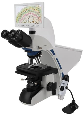 Microscopio trinocular digital de 40X a 1000X Microscopio de laboratorio con pantalla de 7 pulgadas con plataforma mecánica Microscopio con cámara USB y platina mecánica