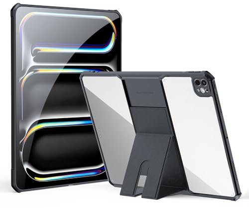 Transparente Hülle für iPad Pro 13 (M4) 2024 Hülle mit Ständer, iPad Pro 13 Zoll Transparente Hülle Back Cover Kickstand Slim Light Drop Safe