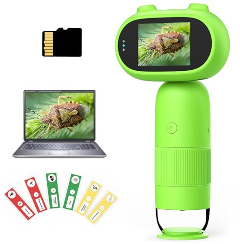 2 IPS-Bildschirm Kindermikroskop - 1000-fache Vergrößerung, tragbares Handmikroskop, Foto- und Videoaufnahme, lustiges Lernwerkzeug für Kinder