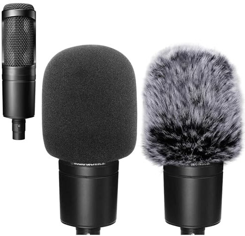 Hezhou 2 Stück Popschutz Pop-Filter aus Schaumstoff Pelzige Pop Schutz Mikrofon Windschutz Mikrofon Pop Filter Ersatz (für Technica At2020 At2500 At4040)