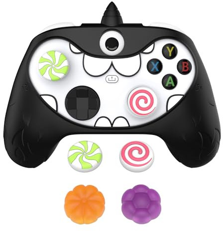 playvital Cover Controller per Xbox Series X/S Joystick Custodia Carina Skin Silicone Protettiva Antiscivolo, 4 Copri Levette Analogiche&Adesivi, Mostro Monoocchio, Nero