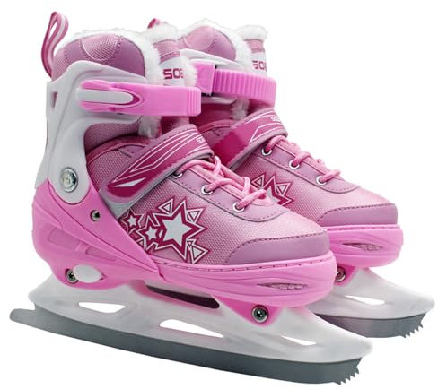 Patines artísticos para hombres y mujeres,Patines ajustables para patinadores principiantes,Patines De Hielo con Sistema De Cordones Rápidos Y Hebilla De Bloqueo De Empuje para Una Sujeción Segura