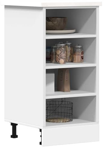 WIFESE Unterschrank Küchenunterschrank Küche Organizer Geräumiger Küchenschrank mit Viel Stauraum Aufbewahrungsschrank Weiß 40x44,5x81,5 cm Holzwerkstoff